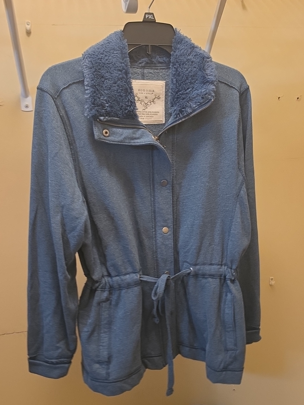 Sonoma Dusty Blue Sherpa Collar Drawstring Jacket